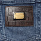 Blue Distressed Washed Logo GRACE Denim Jeans
