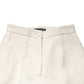 White Cotton Floral Brocade Dress Pants