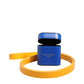 Blue Yellow Calfskin Leather Logo Strap Men Airpods Case