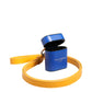 Blue Yellow Calfskin Leather Logo Strap Men Airpods Case