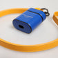 Blue Yellow Calfskin Leather Logo Strap Men Airpods Case