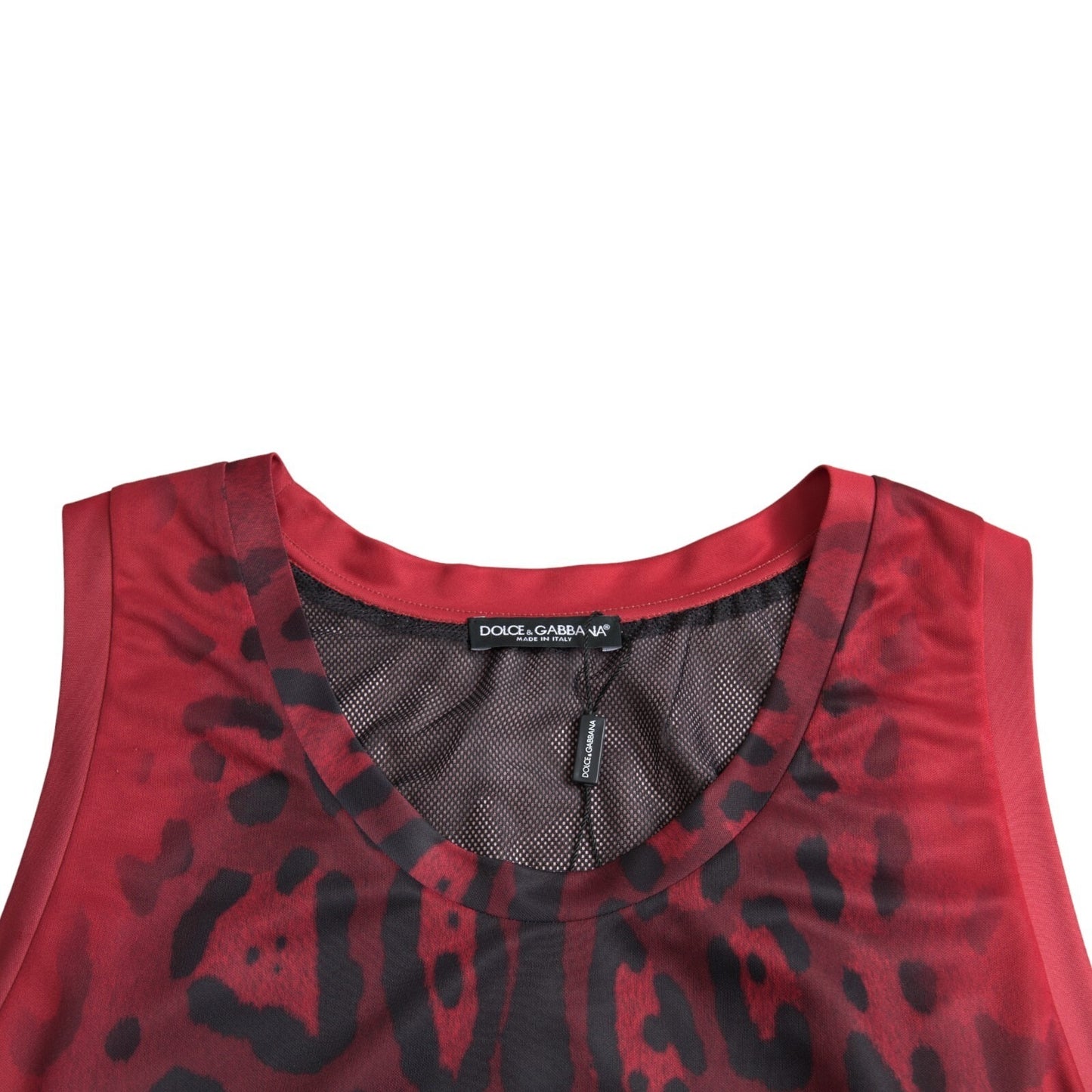 Red Leopard Print Sleeveless Men Tank T-shirt