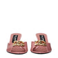 Pink Leather Stiletto Heel Sandals