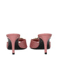 Pink Leather Stiletto Heel Sandals