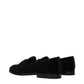 Black Velvet Slip-On Loafers