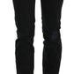Black Low Waist White Paint Skinny Denim Pants Jeans