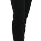 Black Low Waist White Paint Skinny Denim Pants Jeans