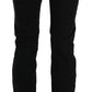 Black Low Waist White Paint Skinny Denim Pants Jeans