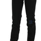 Black Low Waist White Paint Skinny Denim Pants Jeans