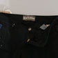 Black Low Waist White Paint Skinny Denim Pants Jeans