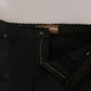 Black Mid Waist Skinny Cotton Casual Denim Jeans