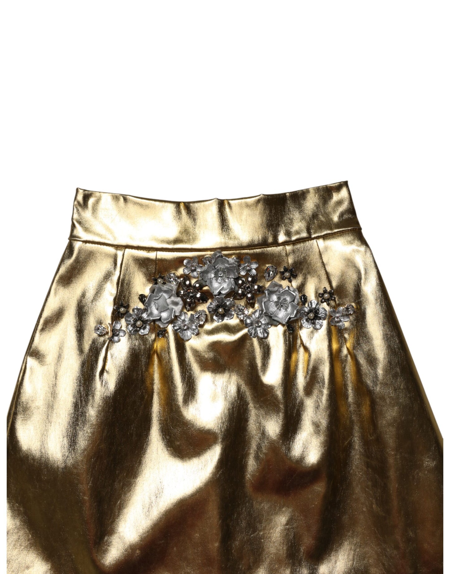 Gold Acetate Crystal High Waist Mini Skirt