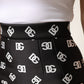 Black Dg Logo Pencil Cut High Waist Mini Skirt