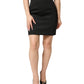 Black Nylon Pencil Cut High Waist Mini Skirt