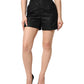 Black Polyester Casual High Waist Mini Shorts