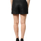 Black Polyester Casual High Waist Mini Shorts