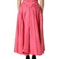 Pink Silk Pleated High Waist Midi Skirt