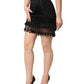 Black Nylon Embellished Lace Mini Skirt