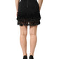 Black Nylon Embellished Lace Mini Skirt