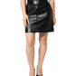 Black Leather Pencil Cut HighWaist Mini Skirt
