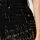 Black Pins Cotton Denim Hot Pants Shorts
