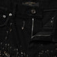 Black Pins Cotton Denim Hot Pants Shorts