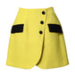 Yellow Wool Buttoned High Waist Mini Skirt