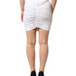 White Viscose Pencil Cut High Waist Mini Skirt