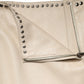 Beige Leather Studs Mid Waist Mini Skirt