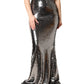 Metallic Gray Sequin High Waist Mermaid Skirt