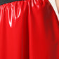 Glossy Red Polyester High Waist Midi Skirt