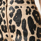 Beige Leopard Nylon Bermuda Mini Shorts
