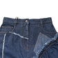Blue Patchwork Layered Denim Midi Skirt