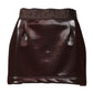 Dark Brown Cotton Fitted High Waist Mini Skirt