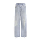 Light Blue Cotton Relaxed Fit Jeans