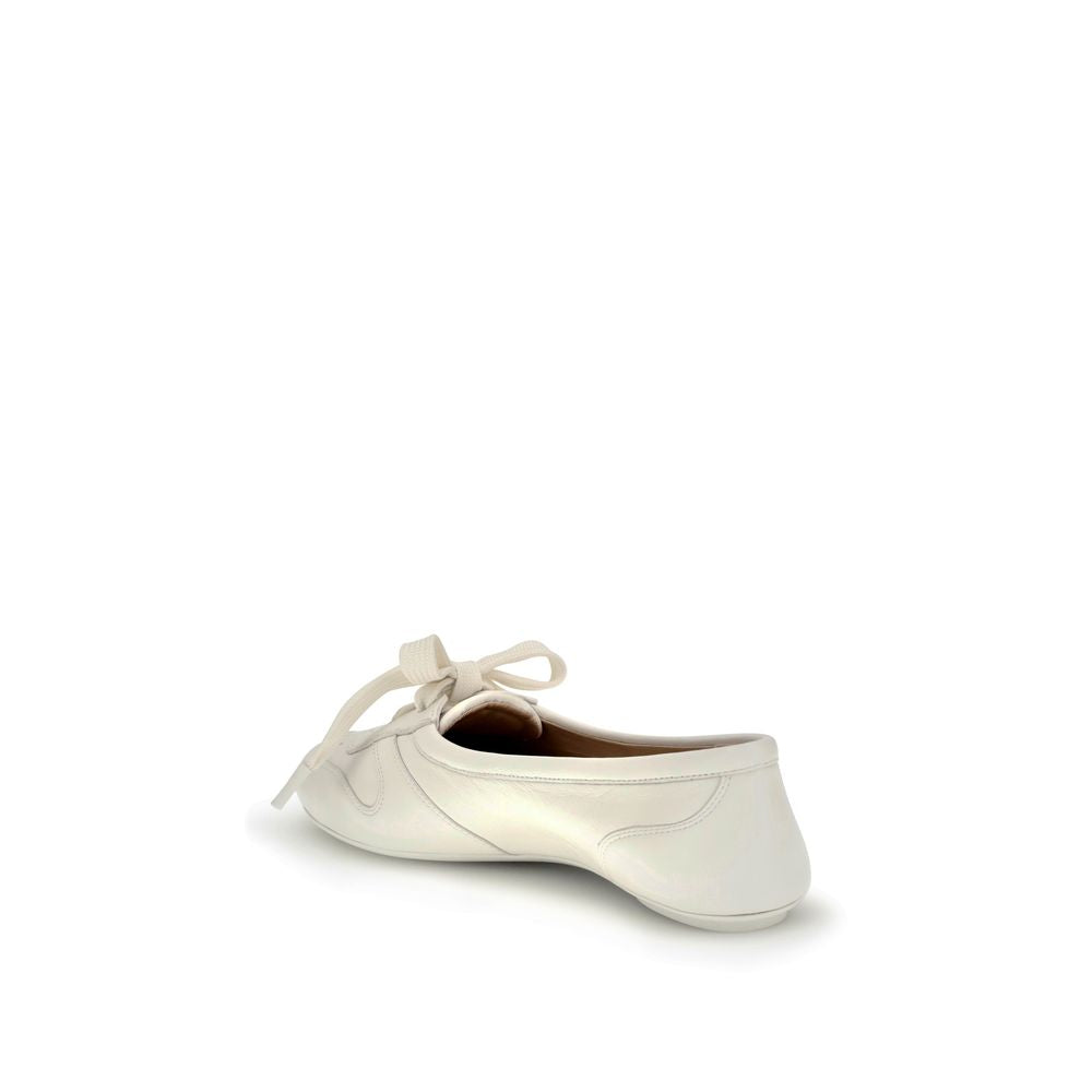 White Calf Leather Bos Taurus Ballet Flats