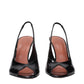 Black Leather Stiletto Heel Sandals