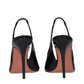 Black Leather Stiletto Heel Sandals