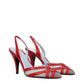 Red Leather Stiletto Heel Sandals