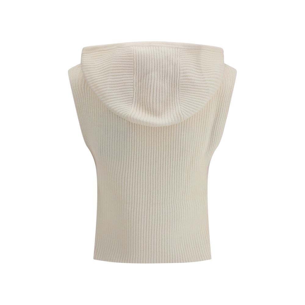 White Wool Sleeveles Sweater