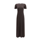Brown Fleece Wool Long Dress