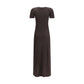 Brown Fleece Wool Long Dress