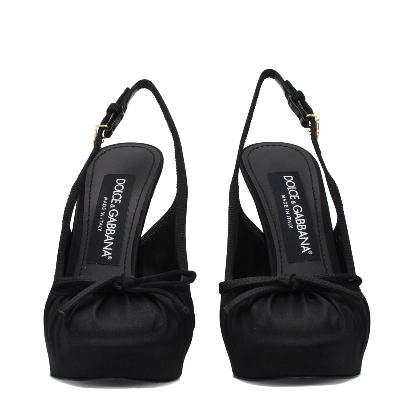 Black Satin High Heel Pumps