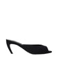 Black Fabric Flat Sandals