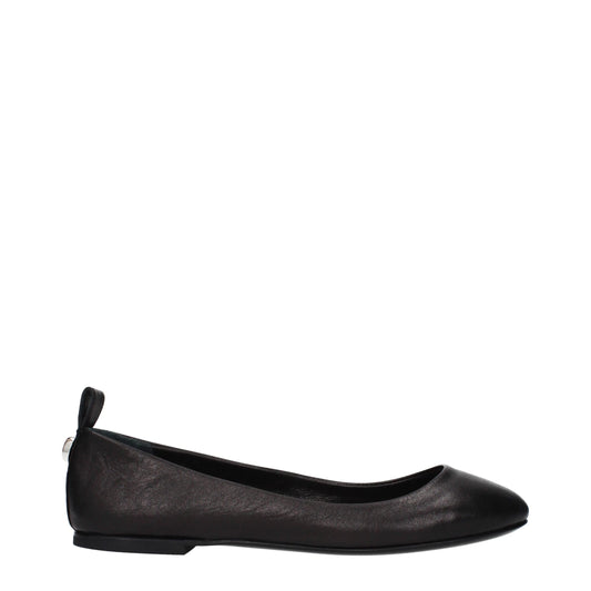 Black Leather Ballet Flats