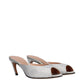 Gray Satin Stiletto Heel Sandals