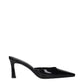 Black Leather Flat Sandals