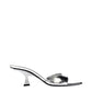 Gray Leather Flat Sandals