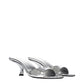 Gray Leather Flat Sandals