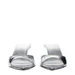Gray Leather Flat Sandals